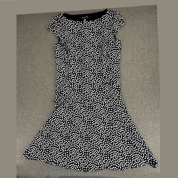 Black Label By Evan Picone‎ Dress Polka Dot Size 8 Cap Sleeve Pullover Stretch - Picture 1 of 11